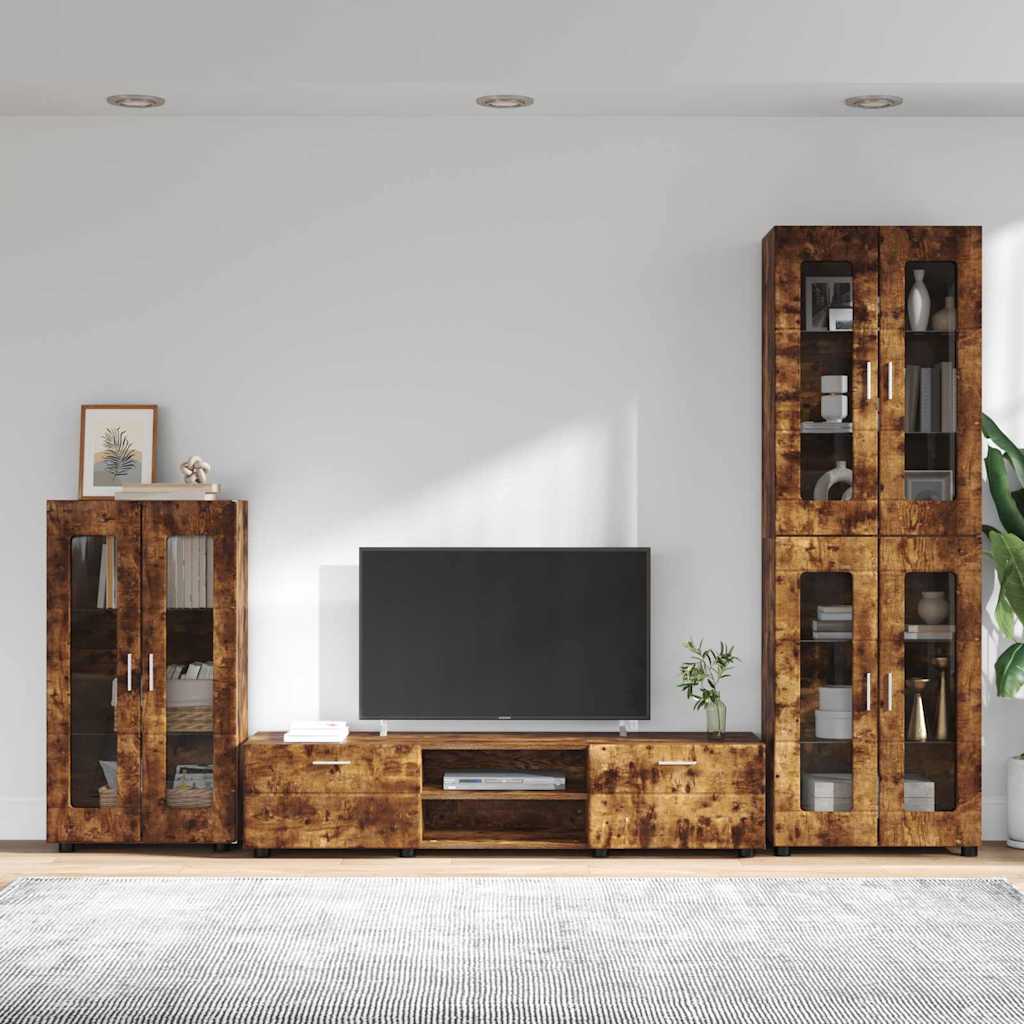 TOP Wohnwand | Vitrinenschrank | Highboard | TV-Schrankset | Lowboard | 182 cm