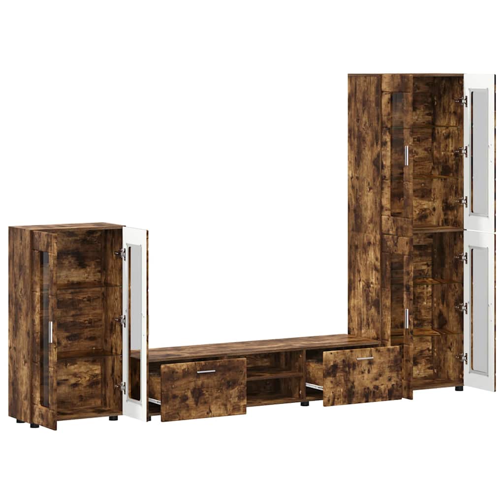 TOP Wohnwand | Vitrinenschrank | Highboard | TV-Schrankset | Lowboard | 182 cm