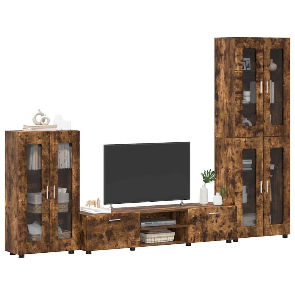 TOP Wohnwand | Vitrinenschrank | Highboard | TV-Schrankset | Lowboard | 182 cm