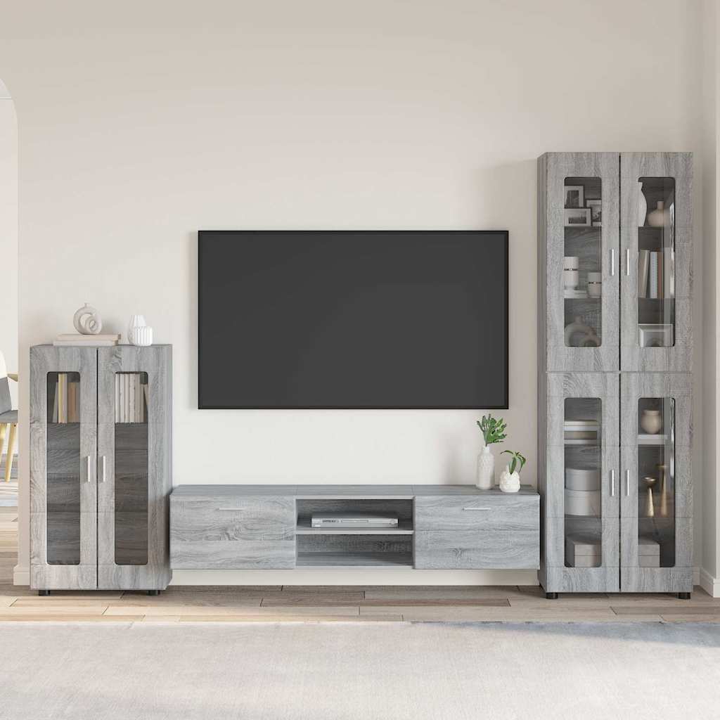 TOP Wohnwand | Vitrinenschrank | Highboard | TV-Schrankset | Lowboard | 182 cm