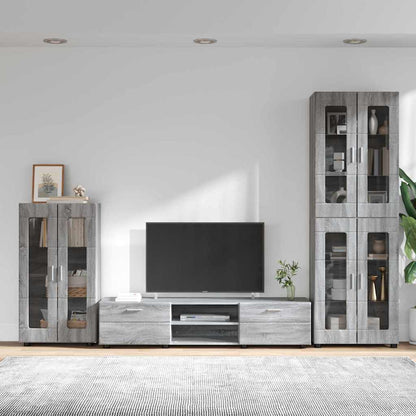 TOP Wohnwand | Vitrinenschrank | Highboard | TV-Schrankset | Lowboard | 182 cm