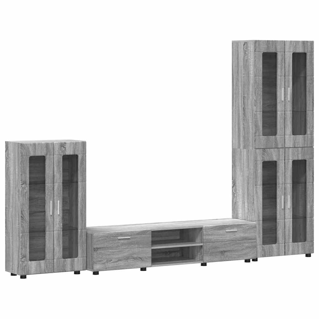 TOP Wohnwand | Vitrinenschrank | Highboard | TV-Schrankset | Lowboard | 182 cm