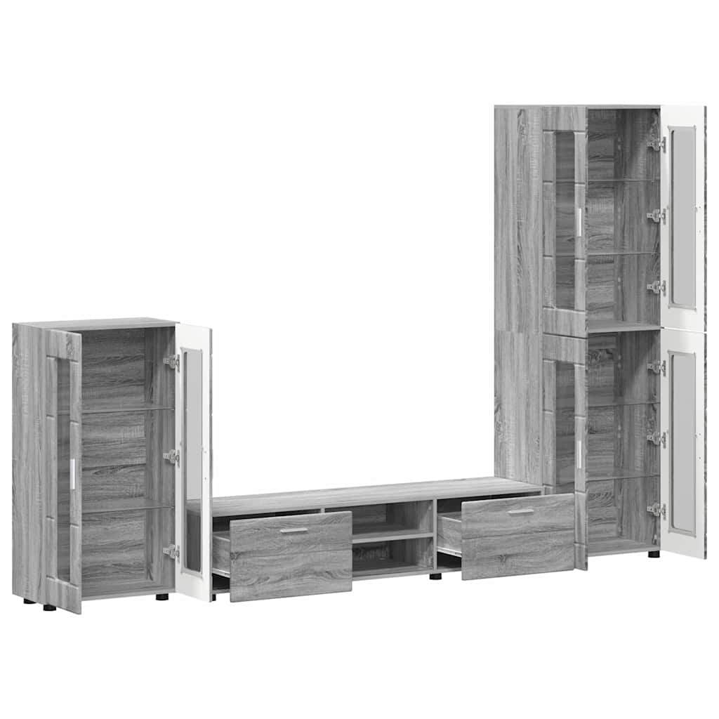 TOP Wohnwand | Vitrinenschrank | Highboard | TV-Schrankset | Lowboard | 182 cm