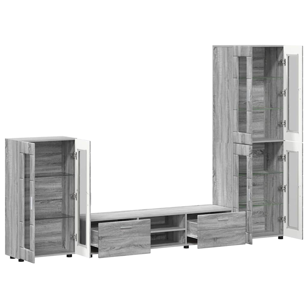 TOP Wohnwand | Vitrinenschrank | Highboard | TV-Schrankset | Lowboard | 182 cm