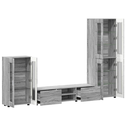 TOP Wohnwand | Vitrinenschrank | Highboard | TV-Schrankset | Lowboard | 182 cm