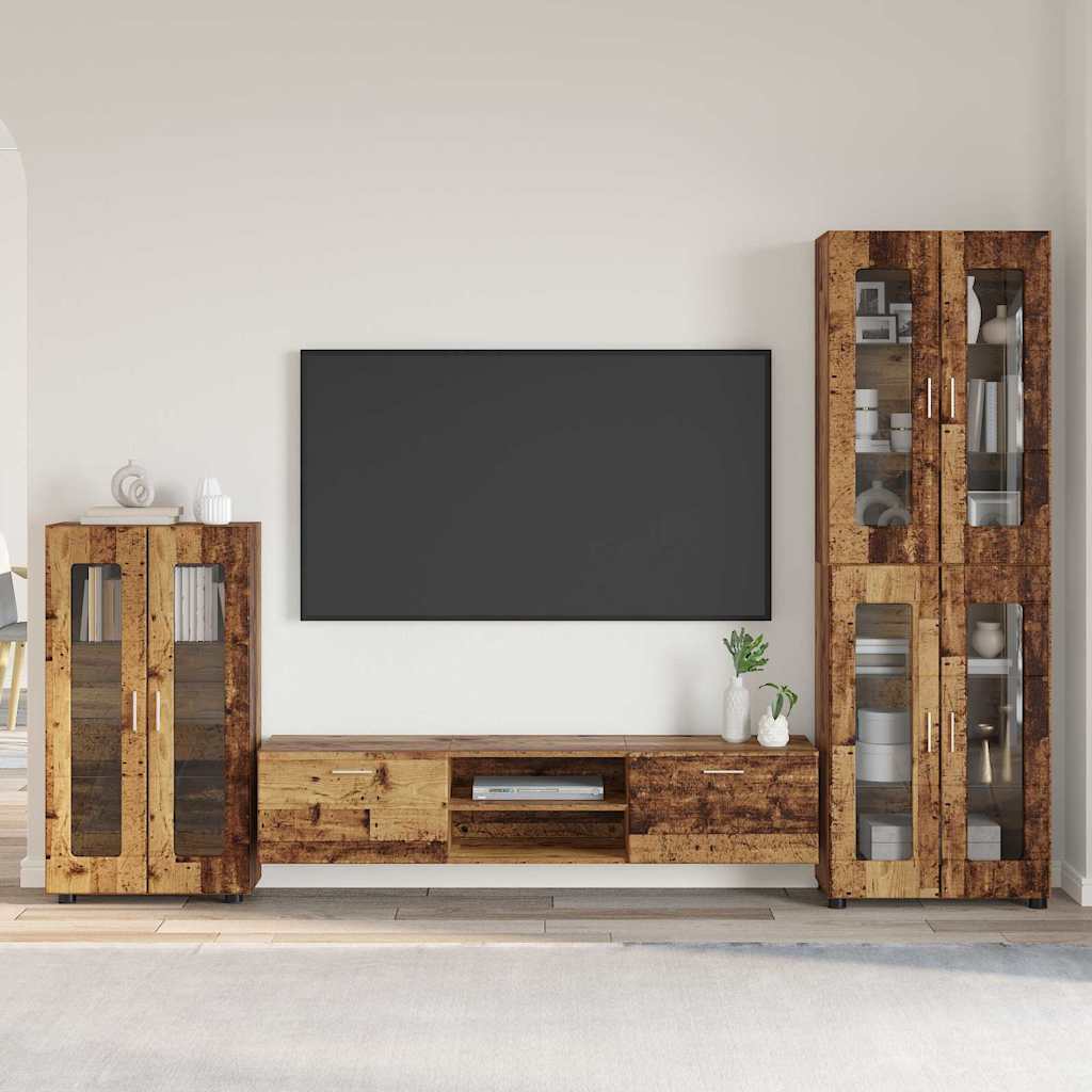 TOP Wohnwand | Vitrinenschrank | Highboard | TV-Schrankset | Lowboard | 182 cm