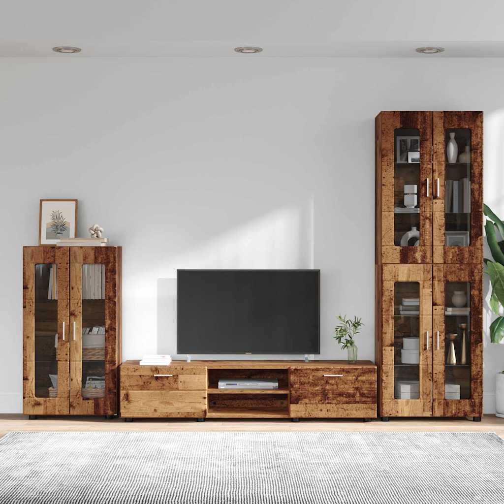 TOP Wohnwand | Vitrinenschrank | Highboard | TV-Schrankset | Lowboard | 182 cm
