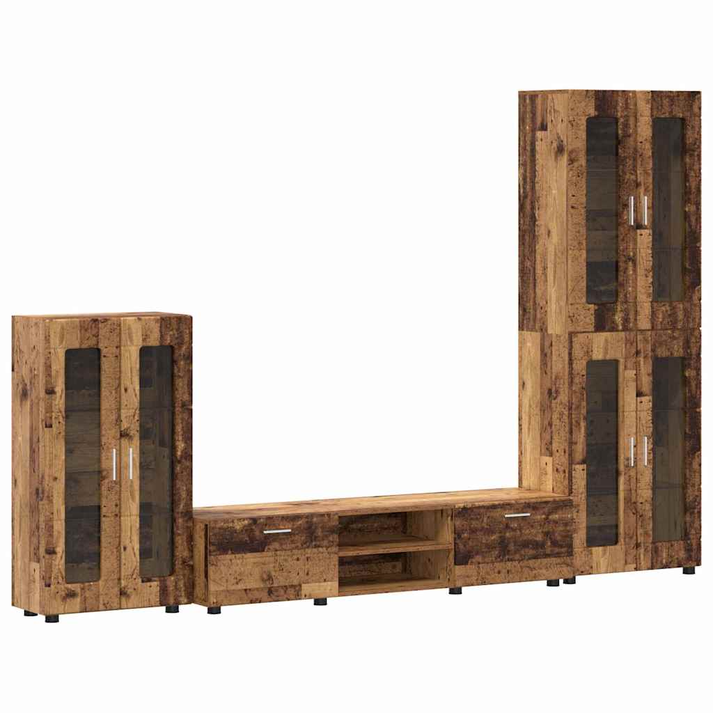TOP Wohnwand | Vitrinenschrank | Highboard | TV-Schrankset | Lowboard | 182 cm