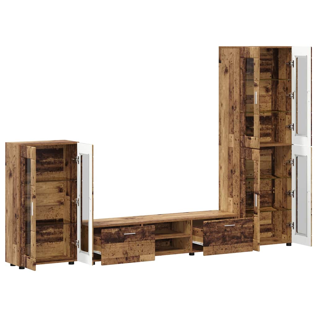 TOP Wohnwand | Vitrinenschrank | Highboard | TV-Schrankset | Lowboard | 182 cm