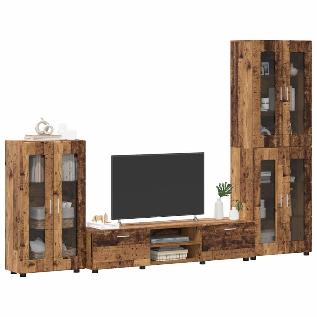 TOP Wohnwand | Vitrinenschrank | Highboard | TV-Schrankset | Lowboard | 182 cm