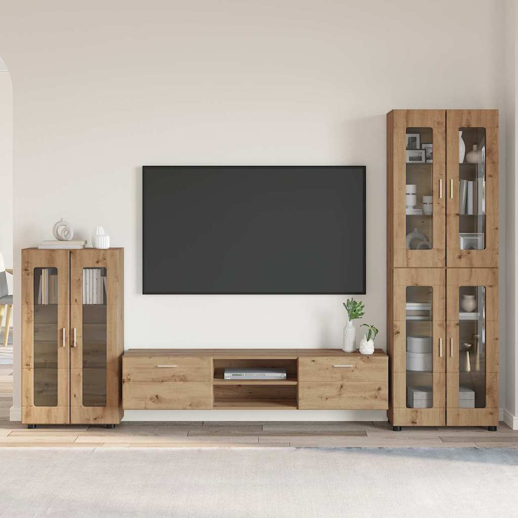 TOP Wohnwand | Vitrinenschrank | Highboard | TV-Schrankset | Lowboard | 182 cm