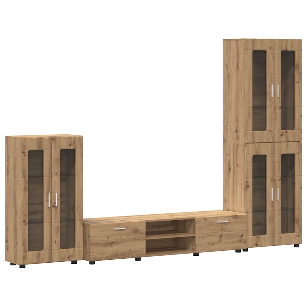 TOP Wohnwand | Vitrinenschrank | Highboard | TV-Schrankset | Lowboard | 182 cm