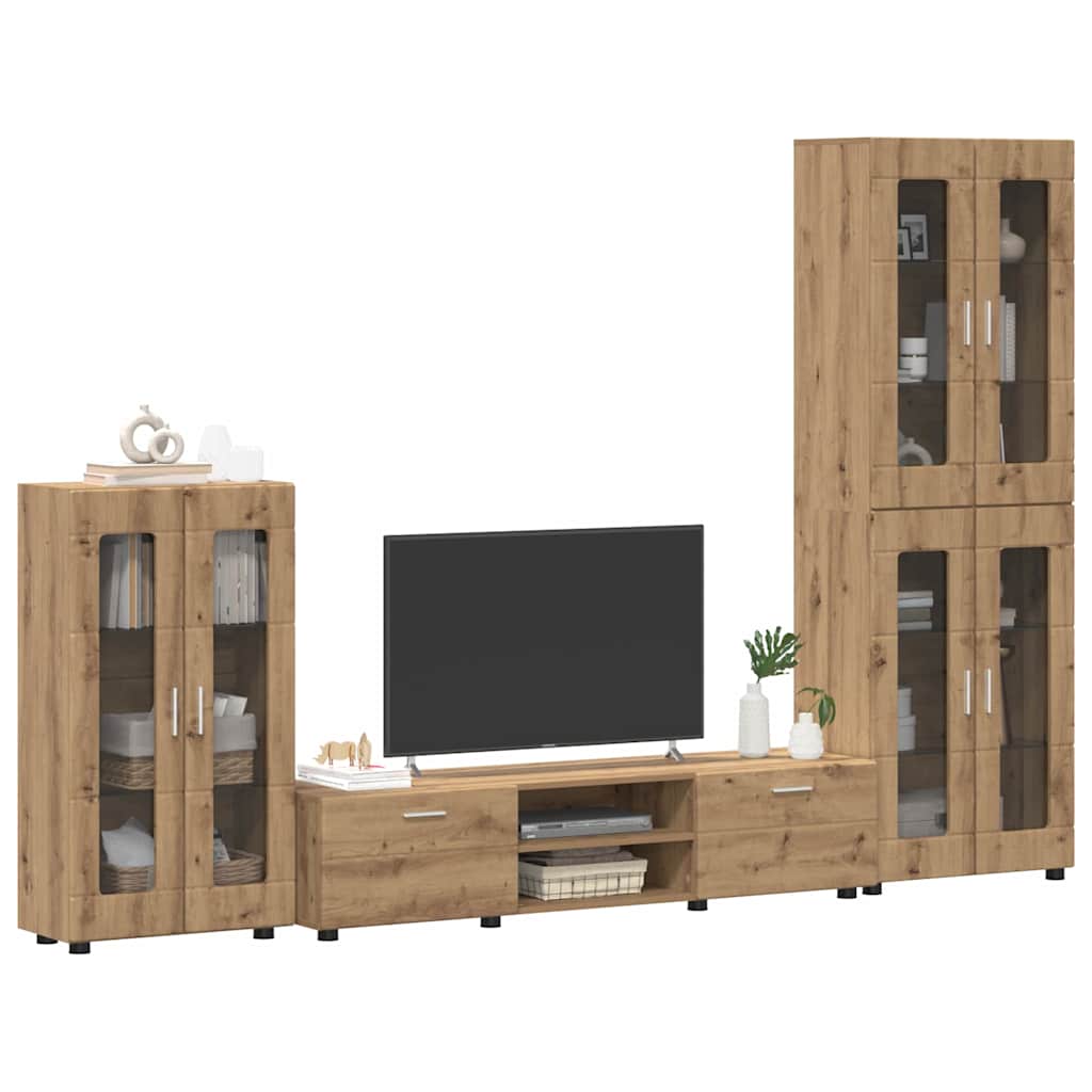 TOP Wohnwand | Vitrinenschrank | Highboard | TV-Schrankset | Lowboard | 182 cm