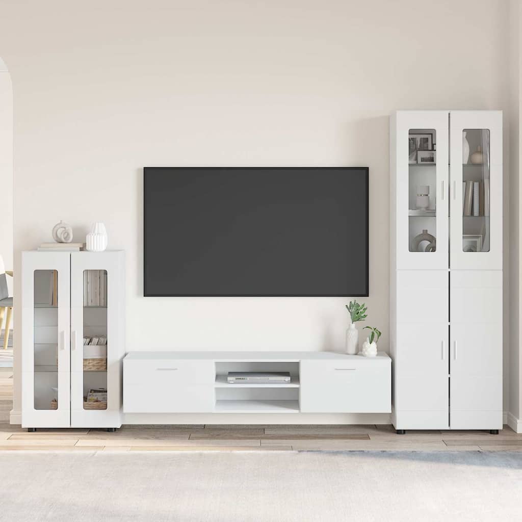 Komplettset TV-Wand | Highboard | Lowboard | Vitrinenschrank | 3-teiliges Set