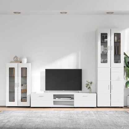 Komplettset TV-Wand | Highboard | Lowboard | Vitrinenschrank | 3-teiliges Set