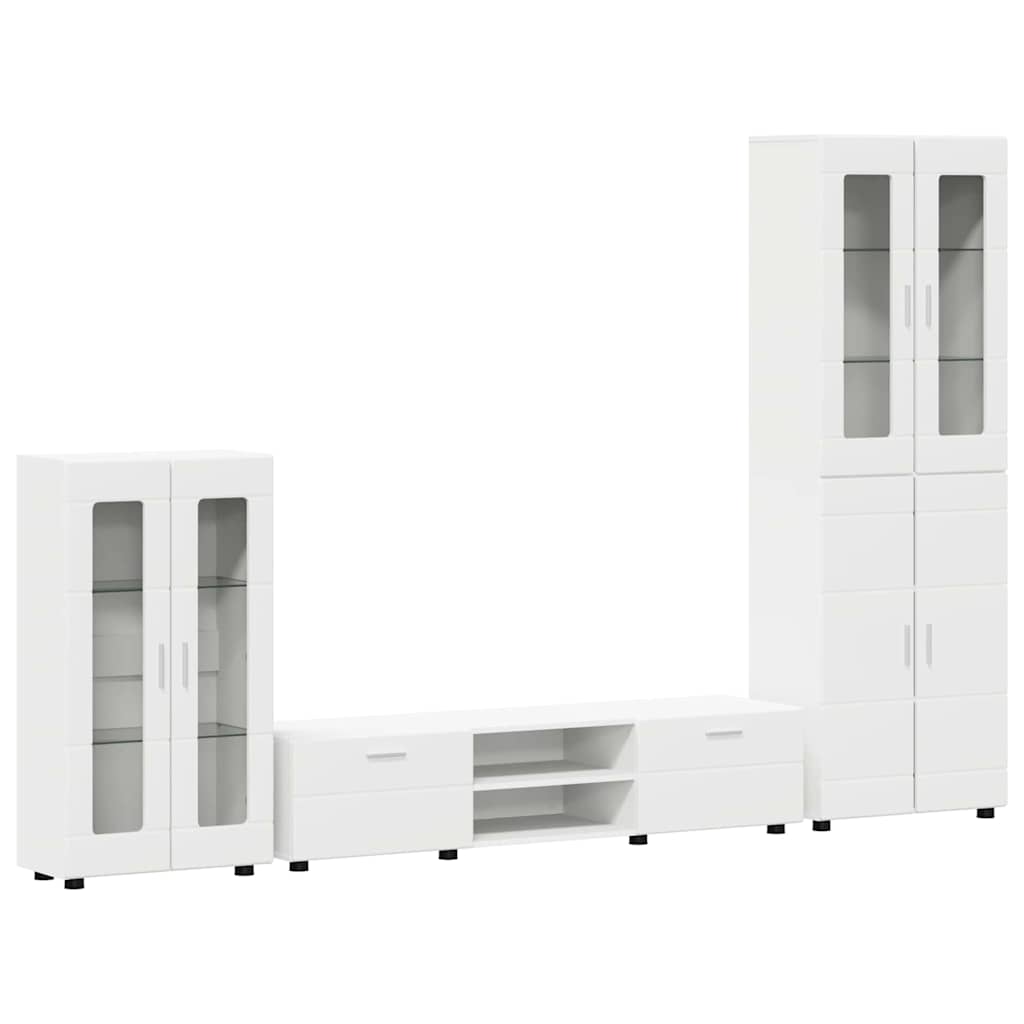Komplettset TV-Wand | Highboard | Lowboard | Vitrinenschrank | 3-teiliges Set