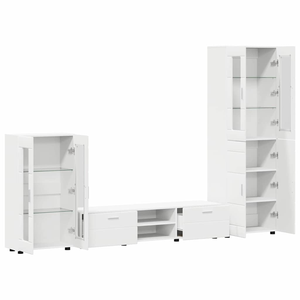 Komplettset TV-Wand | Highboard | Lowboard | Vitrinenschrank | 3-teiliges Set