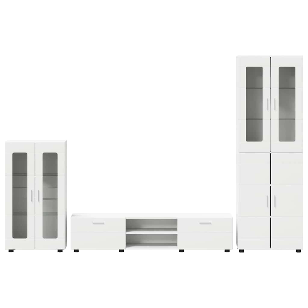Komplettset TV-Wand | Highboard | Lowboard | Vitrinenschrank | 3-teiliges Set