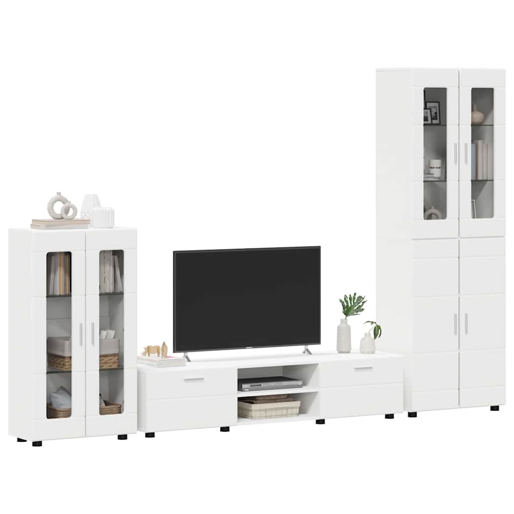 Komplettset TV-Wand | Highboard | Lowboard | Vitrinenschrank | 3-teiliges Set