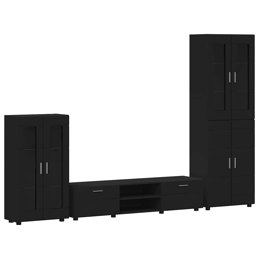 Komplettset TV-Wand | Highboard | Lowboard | Vitrinenschrank | 3-teiliges Set