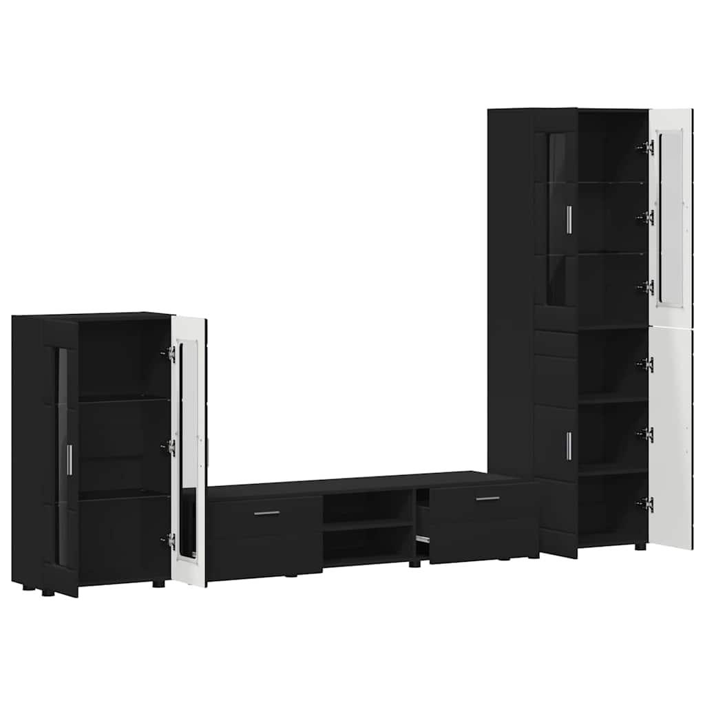Komplettset TV-Wand | Highboard | Lowboard | Vitrinenschrank | 3-teiliges Set