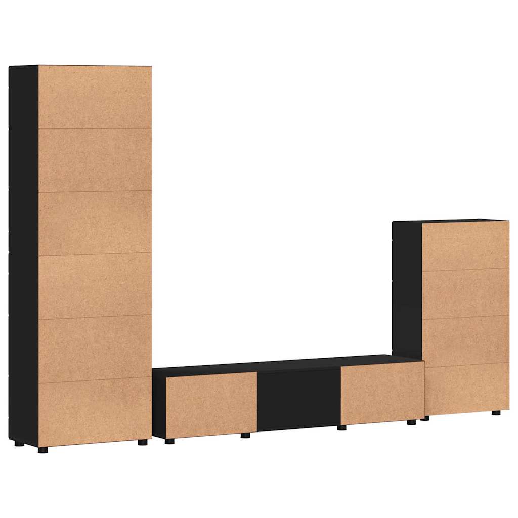 Komplettset TV-Wand | Highboard | Lowboard | Vitrinenschrank | 3-teiliges Set