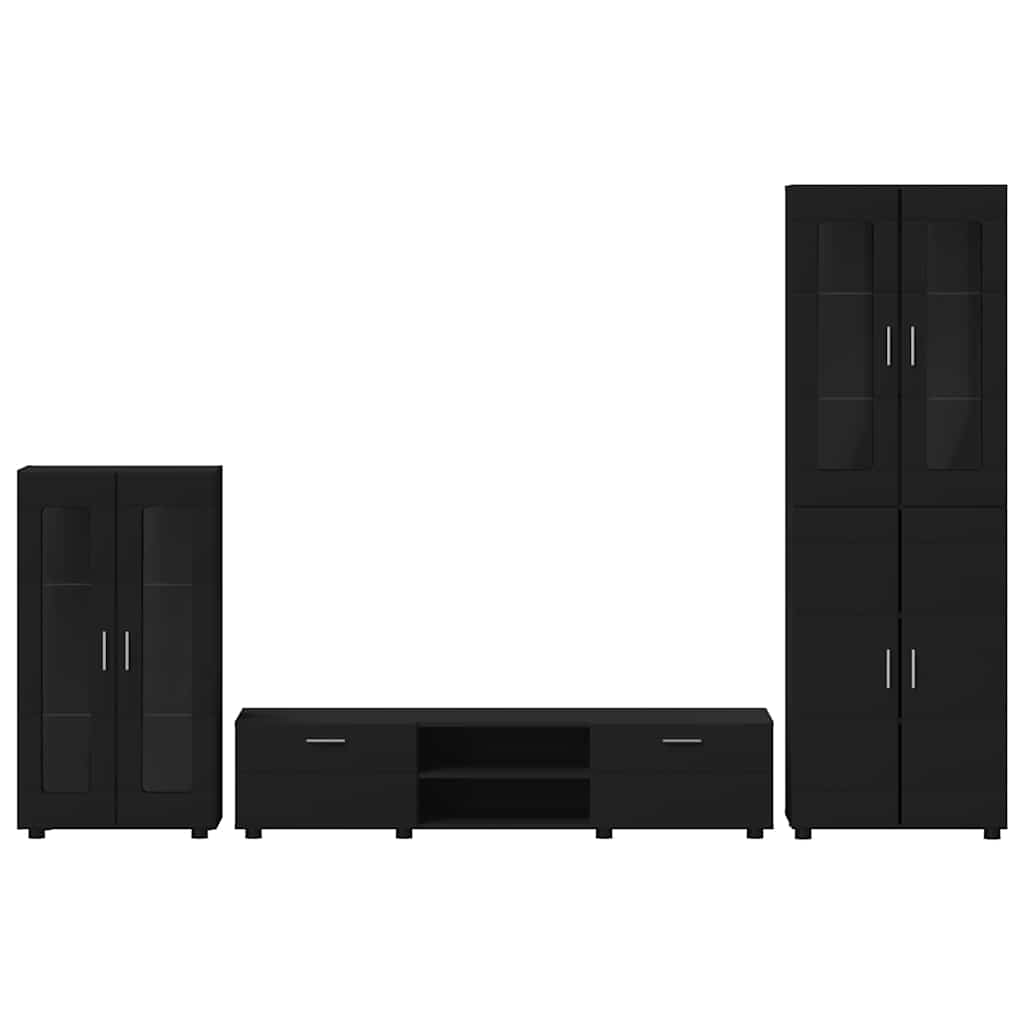 Komplettset TV-Wand | Highboard | Lowboard | Vitrinenschrank | 3-teiliges Set