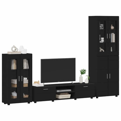 Komplettset TV-Wand | Highboard | Lowboard | Vitrinenschrank | 3-teiliges Set