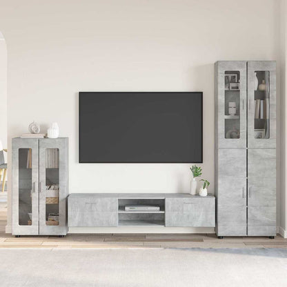 Komplettset TV-Wand | Highboard | Lowboard | Vitrinenschrank | 3-teiliges Set