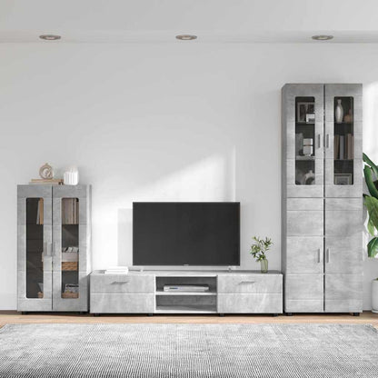 Komplettset TV-Wand | Highboard | Lowboard | Vitrinenschrank | 3-teiliges Set