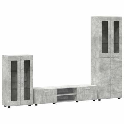 Komplettset TV-Wand | Highboard | Lowboard | Vitrinenschrank | 3-teiliges Set
