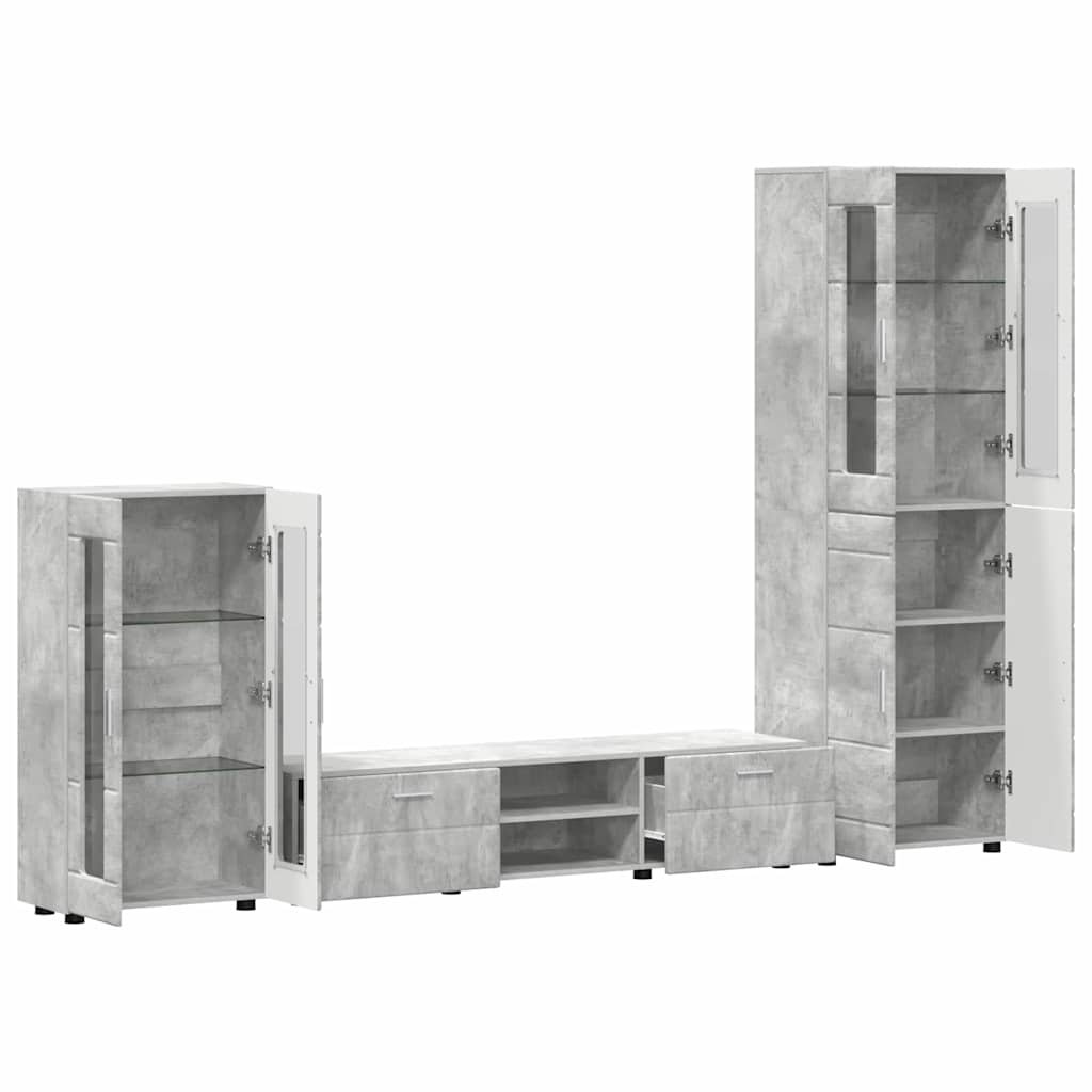 Komplettset TV-Wand | Highboard | Lowboard | Vitrinenschrank | 3-teiliges Set