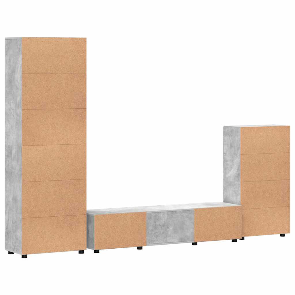 Komplettset TV-Wand | Highboard | Lowboard | Vitrinenschrank | 3-teiliges Set