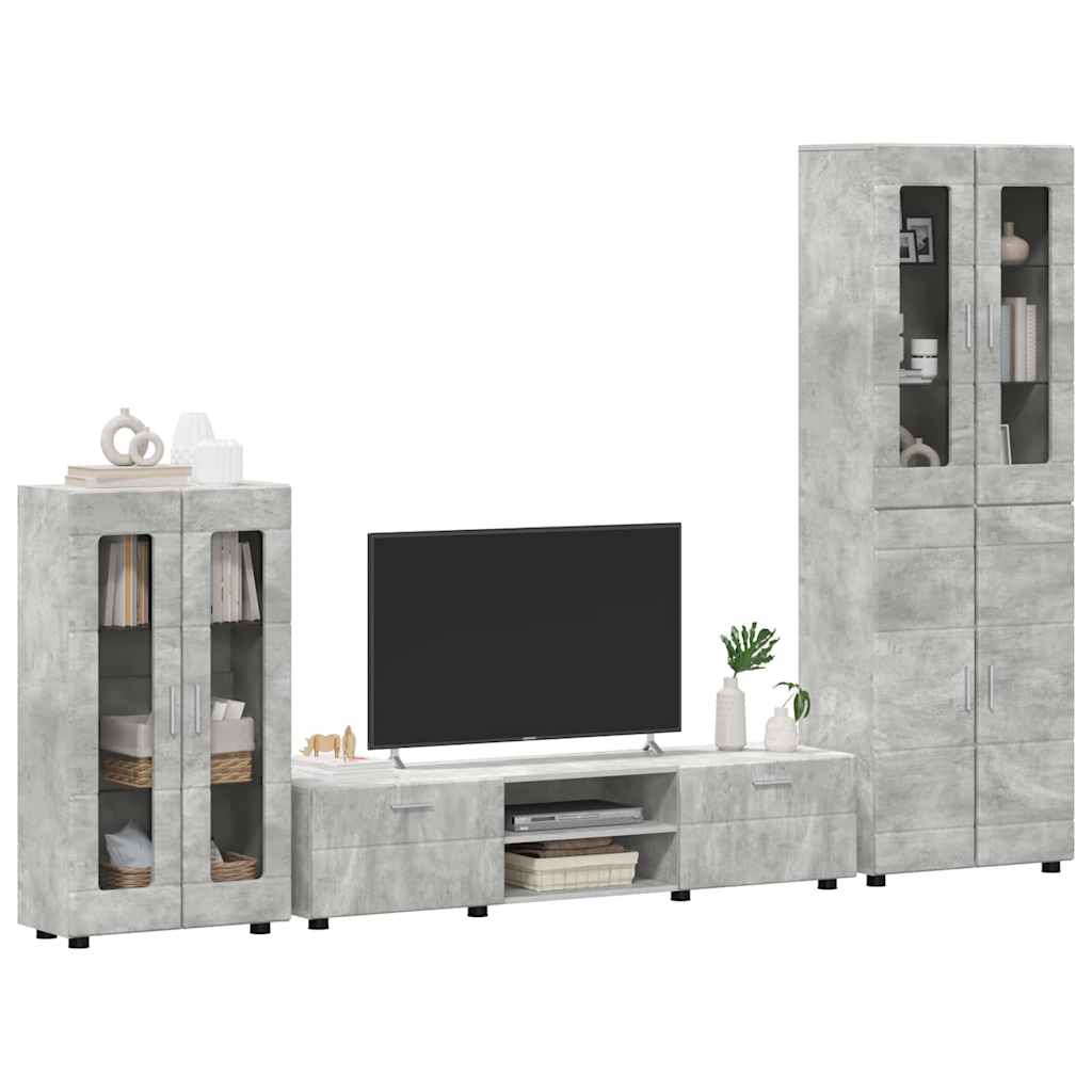 Komplettset TV-Wand | Highboard | Lowboard | Vitrinenschrank | 3-teiliges Set