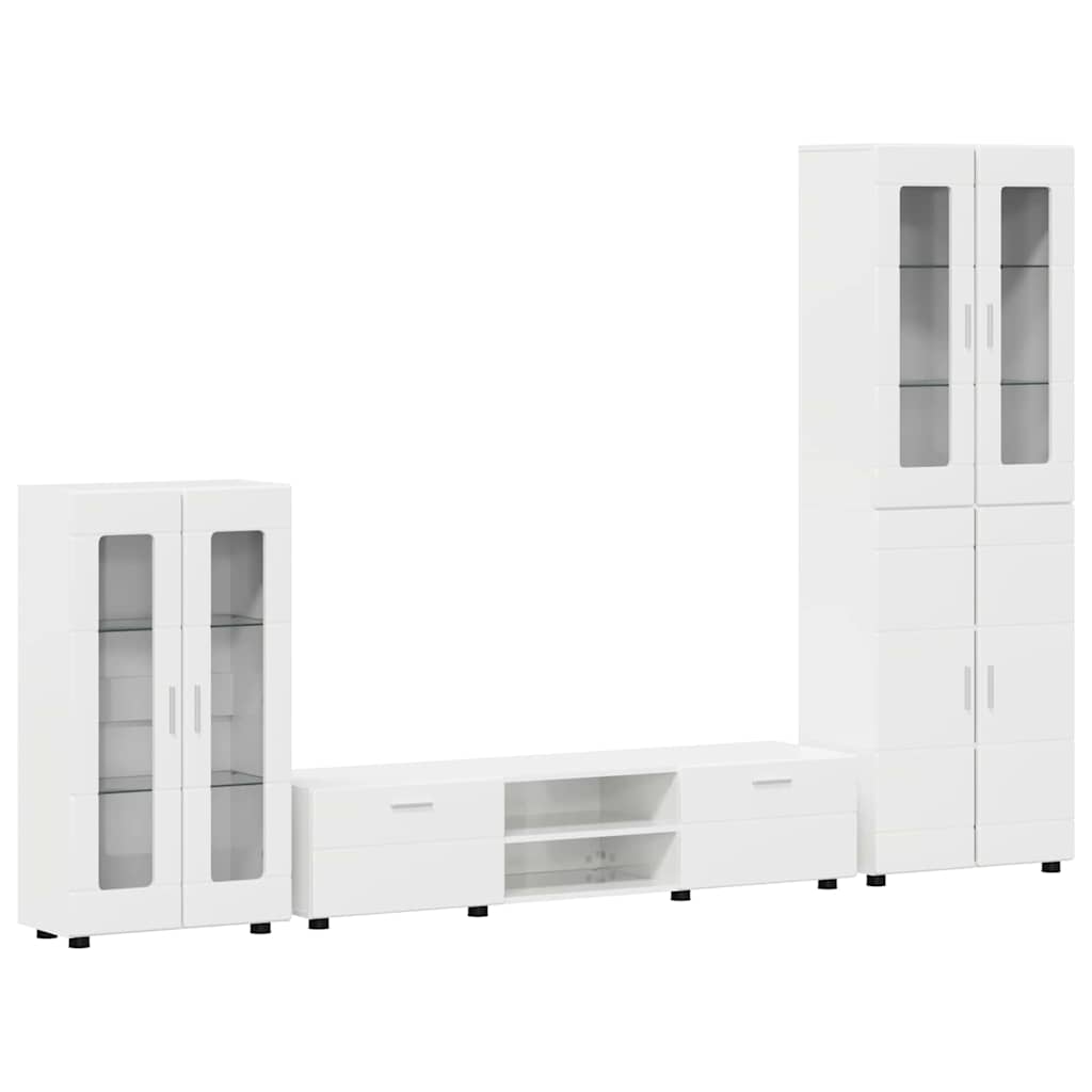 Komplettset TV-Wand | Highboard | Lowboard | Vitrinenschrank | 3-teiliges Set