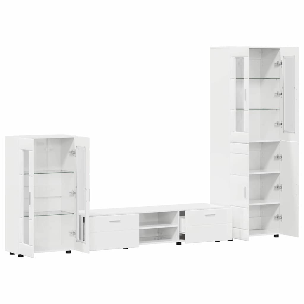 Komplettset TV-Wand | Highboard | Lowboard | Vitrinenschrank | 3-teiliges Set