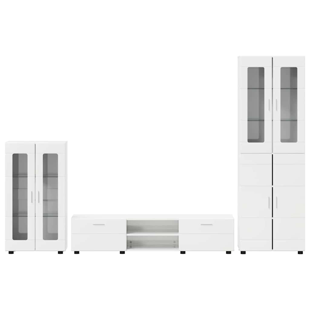 Komplettset TV-Wand | Highboard | Lowboard | Vitrinenschrank | 3-teiliges Set
