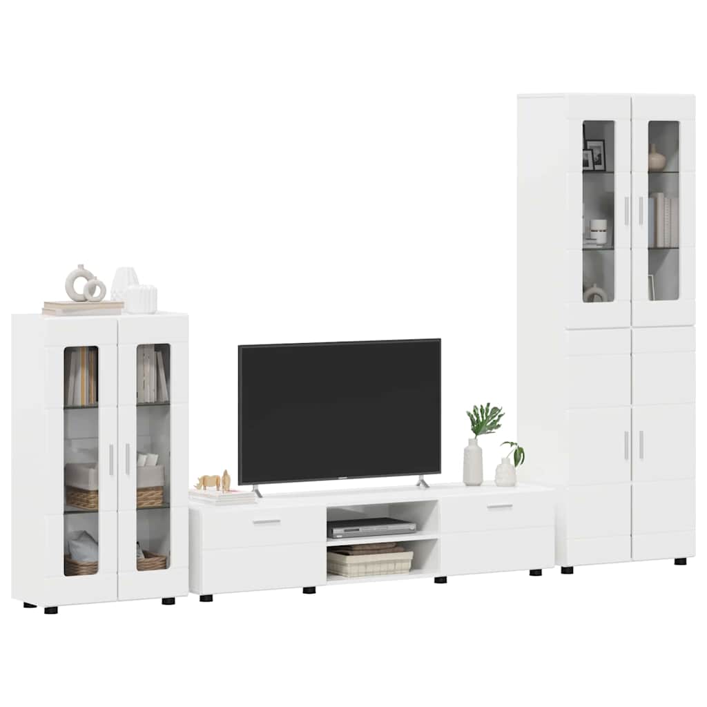 Komplettset TV-Wand | Highboard | Lowboard | Vitrinenschrank | 3-teiliges Set