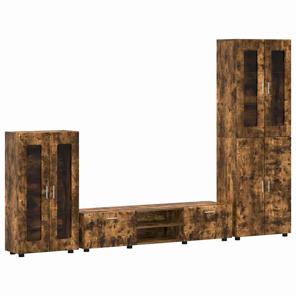 Komplettset TV-Wand | Highboard | Lowboard | Vitrinenschrank | 3-teiliges Set