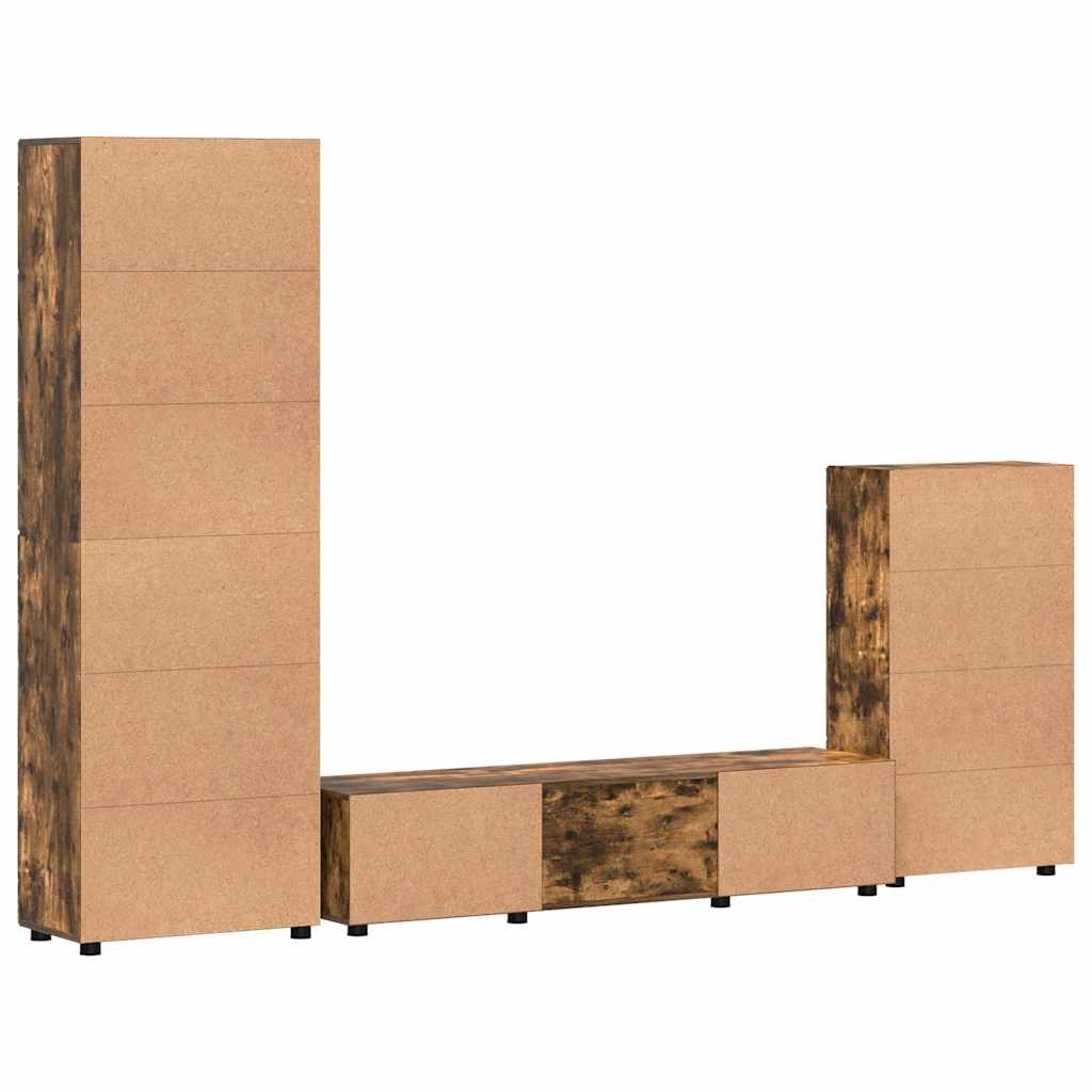 Komplettset TV-Wand | Highboard | Lowboard | Vitrinenschrank | 3-teiliges Set