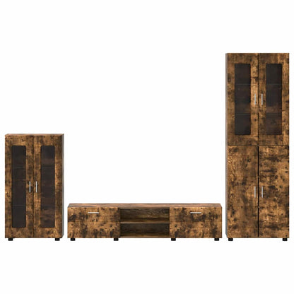 Komplettset TV-Wand | Highboard | Lowboard | Vitrinenschrank | 3-teiliges Set