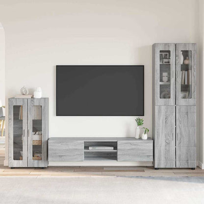 Komplettset TV-Wand | Highboard | Lowboard | Vitrinenschrank | 3-teiliges Set