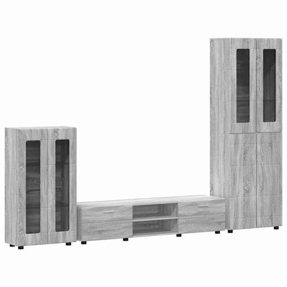 Komplettset TV-Wand | Highboard | Lowboard | Vitrinenschrank | 3-teiliges Set