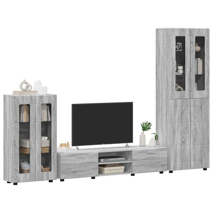 Komplettset TV-Wand | Highboard | Lowboard | Vitrinenschrank | 3-teiliges Set