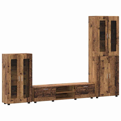 Komplettset TV-Wand | Highboard | Lowboard | Vitrinenschrank | 3-teiliges Set