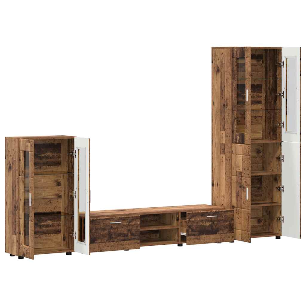 Komplettset TV-Wand | Highboard | Lowboard | Vitrinenschrank | 3-teiliges Set