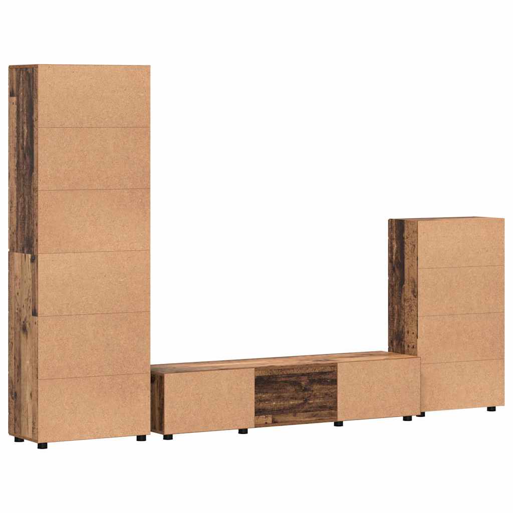 Komplettset TV-Wand | Highboard | Lowboard | Vitrinenschrank | 3-teiliges Set