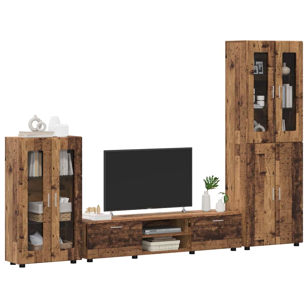 Komplettset TV-Wand | Highboard | Lowboard | Vitrinenschrank | 3-teiliges Set