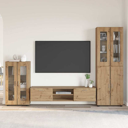 Komplettset TV-Wand | Highboard | Lowboard | Vitrinenschrank | 3-teiliges Set