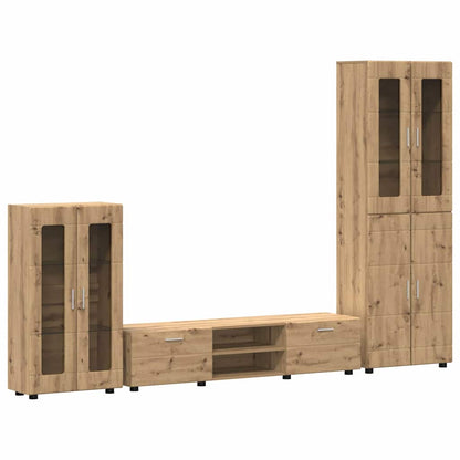 Komplettset TV-Wand | Highboard | Lowboard | Vitrinenschrank | 3-teiliges Set